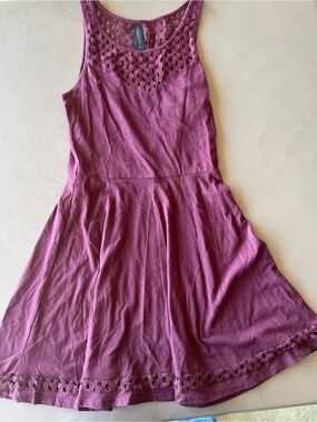 Aeropostale Plum Crochet-Yoke Sleeveless Skater Dress